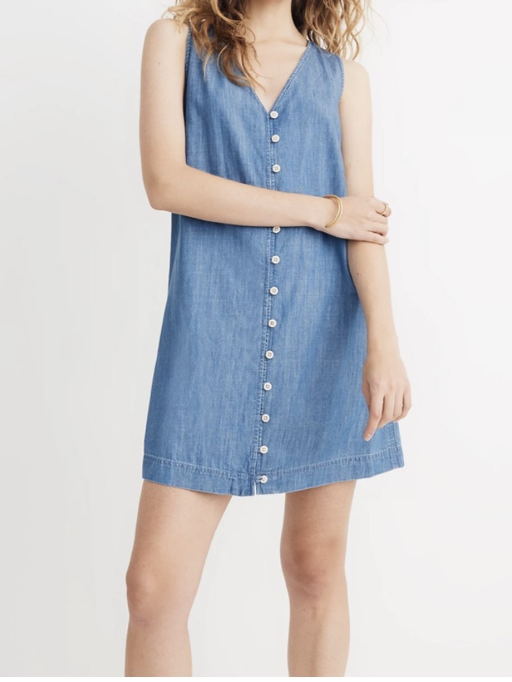 Madewell Denim Button-Front Sleeveless Easy Dress in Haslett Wash Size S